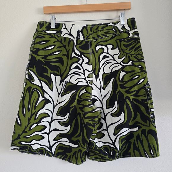 Vintage Manuheali'i Board Shorts Size 34/ 9" Inseam Rare Made in Hawaii Green - Picture 5 of 7